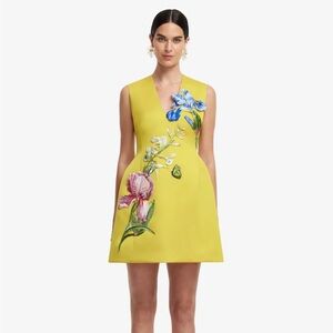 LEO LIN Embroidered V-Neck Mini Dress